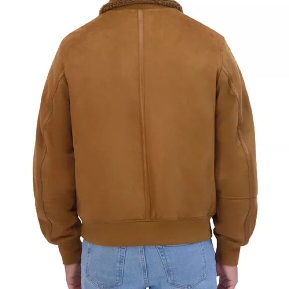 NWT Men’s Robert Graham Faux Vegan Suede Bomber Jacket Tan Size SMALL - Picture 2 of 9